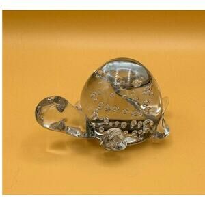 Vintage Crystal Turtle Figurine Paperweight Leonard Silver